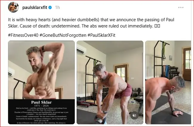 Paul Sklar Obituary, Cause of Death - PaulSklarXfit and Fitness Community Mourns Reported Loss of Professional Trainer